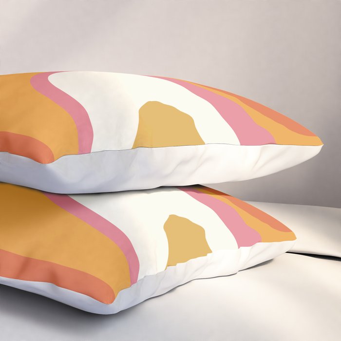 Retro Dream Liquid Swirls Abstract Ochre Orange Pink Cream Pillow Sham Gallery Image 3