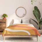 Retro Dream Liquid Swirls Abstract Ochre Orange Pink Cream Comforter Gallery Image 3