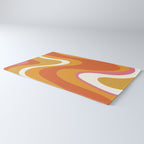 Retro Dream Liquid Swirls Abstract Ochre Orange Pink Cream Rug Gallery Image 3