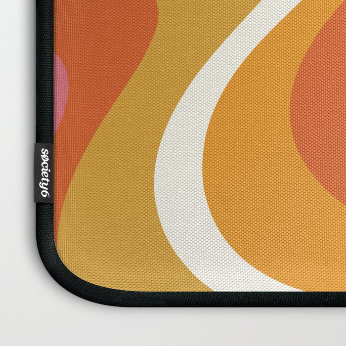 Retro Dream Liquid Swirls Abstract Ochre Orange Pink Cream Laptop Sleeve Gallery Image 3