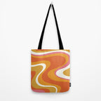 Retro Dream Liquid Swirls Abstract Ochre Orange Pink Cream Tote Bag Gallery Image 2