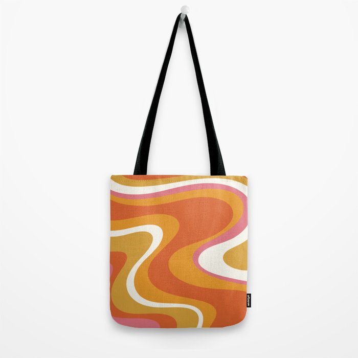 Retro Dream Liquid Swirls Abstract Ochre Orange Pink Cream Tote Bag Gallery Image 2