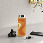 Retro Dream Liquid Swirls Abstract Ochre Orange Pink Cream Water Bottle Gallery Image 4