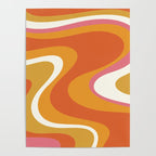 Retro Dream Liquid Swirls Abstract Ochre Orange Pink Cream Poster Gallery Image 4