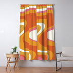Retro Dream Liquid Swirls Abstract Ochre Orange Pink Cream Window Curtain Gallery Image 5
