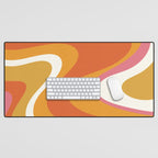 Retro Dream Liquid Swirls Abstract Ochre Orange Pink Cream Desk Mat Gallery Image 1