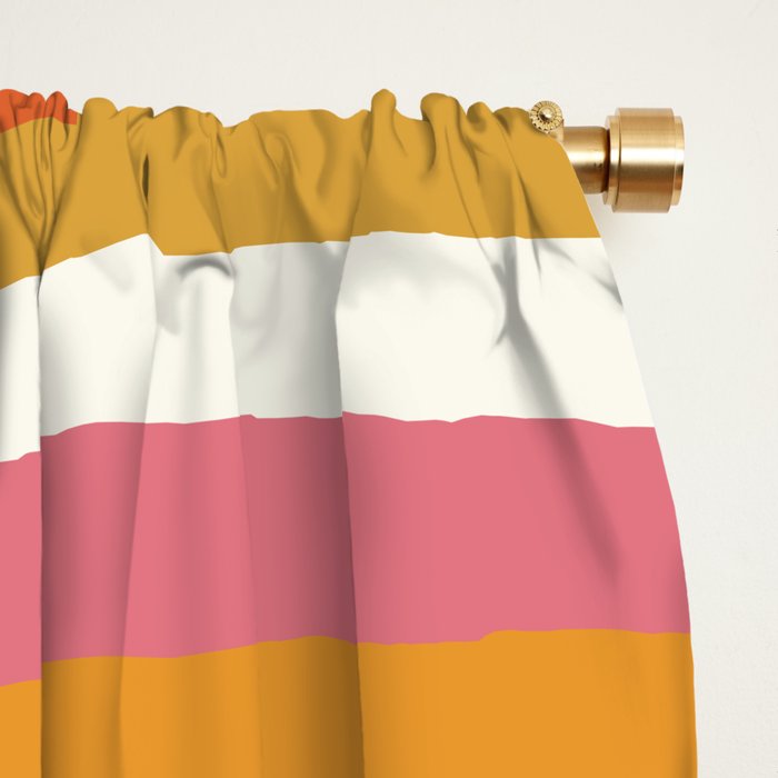 Retro Dream Liquid Swirls Abstract Ochre Orange Pink Cream Window Curtain Gallery Image 2
