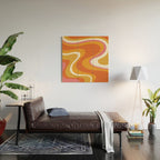 Retro Dream Liquid Swirls Abstract Ochre Orange Pink Cream Wood Wall Art Gallery Image 2