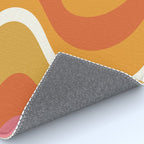 Retro Dream Liquid Swirls Abstract Ochre Orange Pink Cream Rug Gallery Image 4