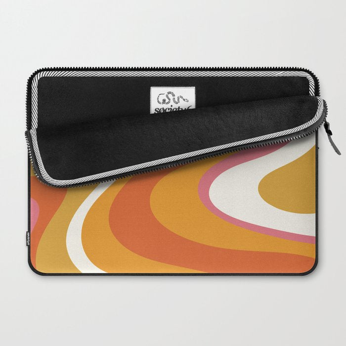 Retro Dream Liquid Swirls Abstract Ochre Orange Pink Cream Laptop Sleeve Gallery Image 2