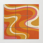 Retro Dream Liquid Swirls Abstract Ochre Orange Pink Cream Wood Wall Art Gallery Image 1