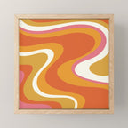 Retro Dream Liquid Swirls Abstract Ochre Orange Pink Cream Mini Art Print Gallery Image 1