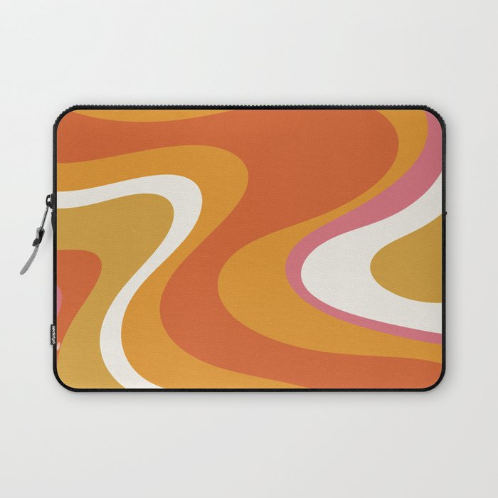Retro Dream Liquid Swirls Abstract Ochre Orange Pink Cream Laptop Sleeve Gallery Image 1