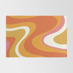 Retro Dream Liquid Swirls Abstract Ochre Orange Pink Cream Rug Gallery Image 2