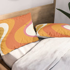 Retro Dream Liquid Swirls Abstract Ochre Orange Pink Cream Pillow Sham Gallery Image 2