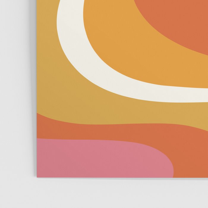 Retro Dream Liquid Swirls Abstract Ochre Orange Pink Cream Poster Gallery Image 3