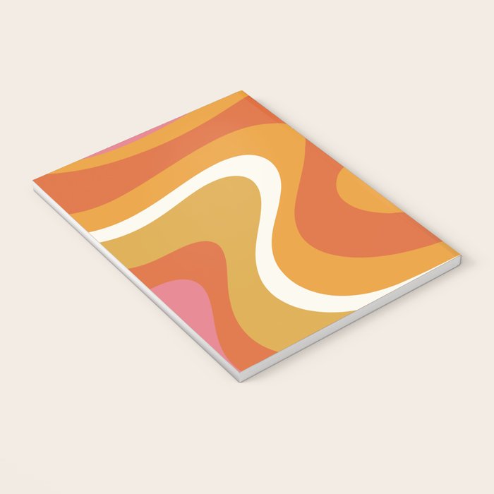 Retro Dream Liquid Swirls Abstract Ochre Orange Pink Cream Notebook Gallery Image 3