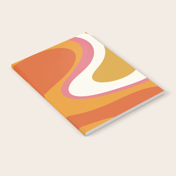 Retro Dream Liquid Swirls Abstract Ochre Orange Pink Cream Notebook Gallery Image 2