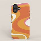 Retro Dream Liquid Swirls Abstract Ochre Orange Pink Cream iPhone Case Gallery Image 1