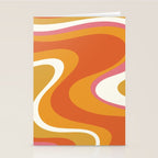 Retro Dream Liquid Swirls Abstract Ochre Orange Pink Cream Stationery Card Gallery Image 2