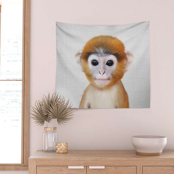 Baby Monkey - Colorful Wall Tapestry Gallery Image 2