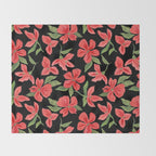 Red bold flowers in black background Throw Blanket Gallery Image 2