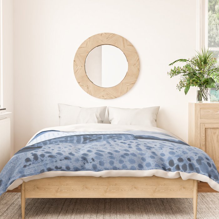 Rustic Country Barn Painting in Navy Blue Duvet Cover Gallery Image 3