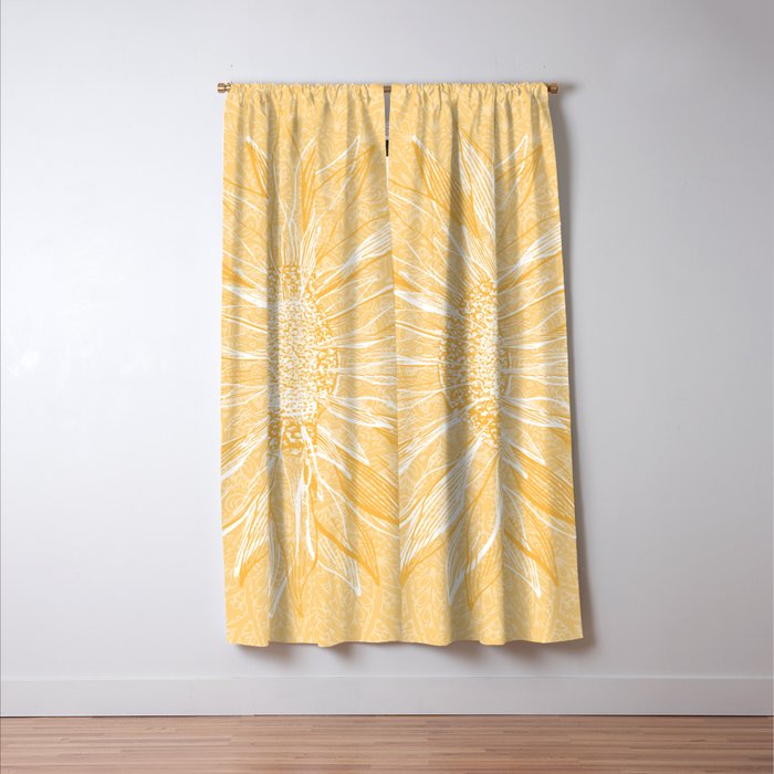 Mandala, Sunflower Prints, Yellow Window Curtain Gallery Image 3