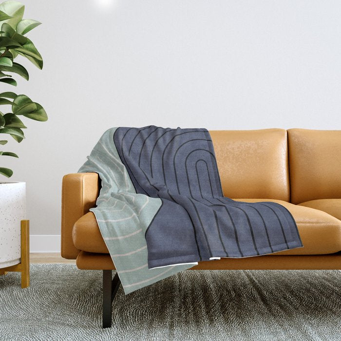 Two Tone Line Curvature XXII  Throw Blanket Gallery Image 1