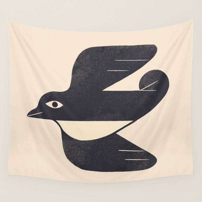 Minimal Blackbird No. 4 Wall Tapestry Gallery Image 4