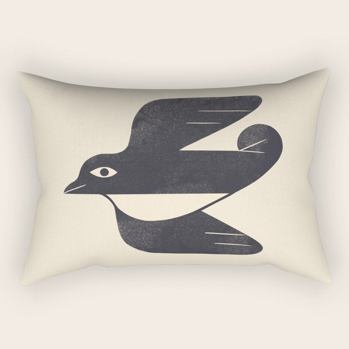 Minimal Blackbird No. 4 Rectangular Pillow Gallery Image 2