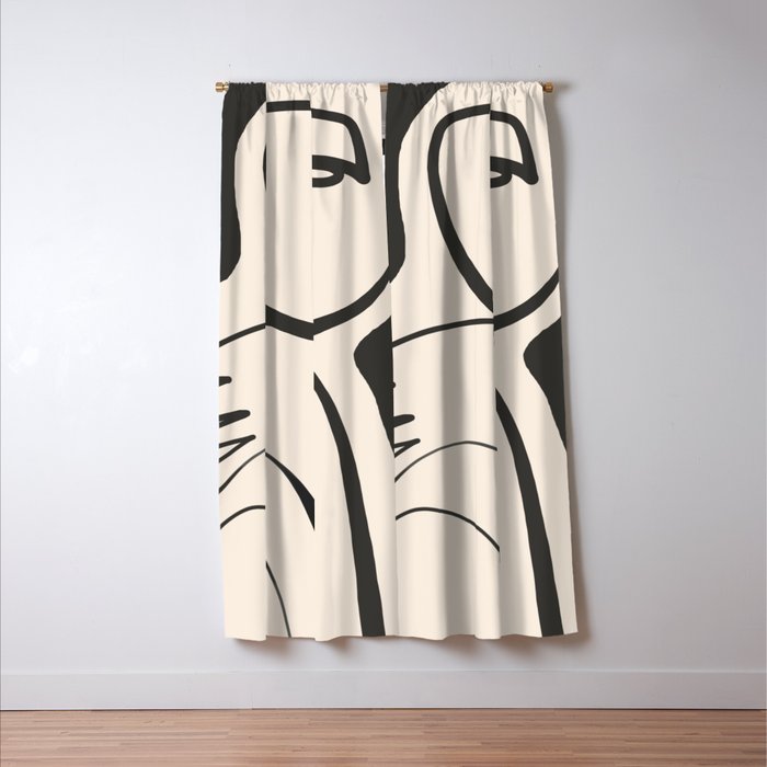 Lady Portrait Abstract Minimal  Line Art Window Curtain Gallery Image 3