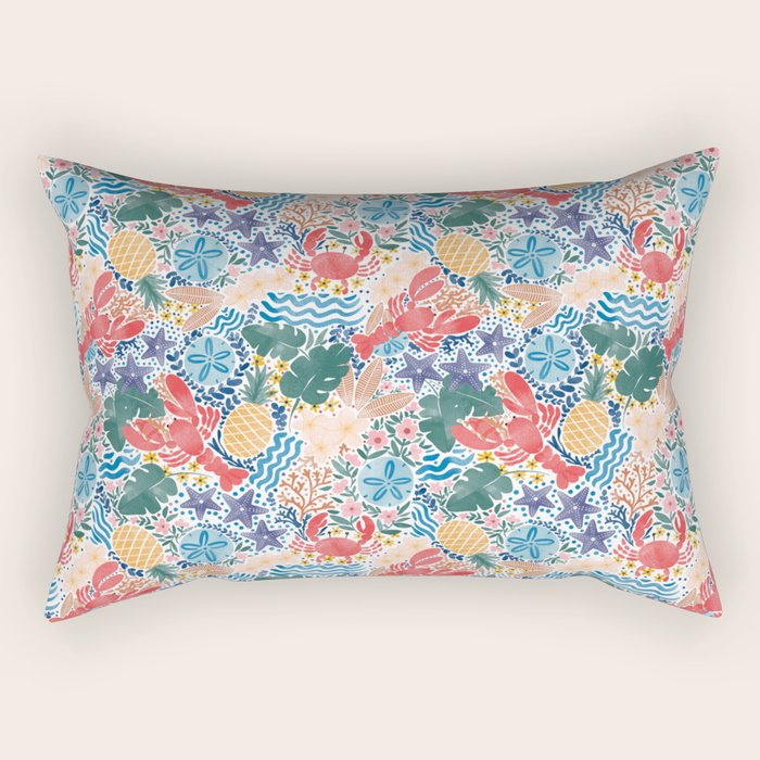 Seaside Floral Dream Rectangular Pillow Gallery Image 1