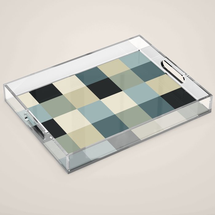 Bold Muted Checks Pattern - Large III Acrylic Tray Gallery Image 1