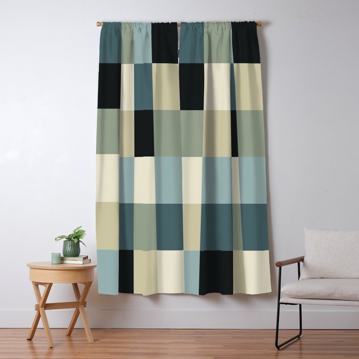 Bold Muted Checks Pattern - Large III Window Curtain Gallery Image 5