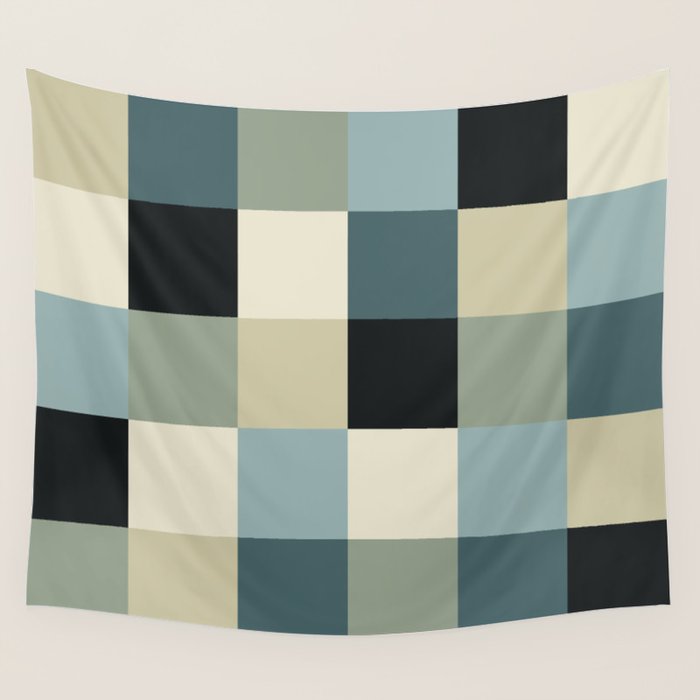 Bold Muted Checks Pattern - Large III Wall Tapestry Gallery Image 4