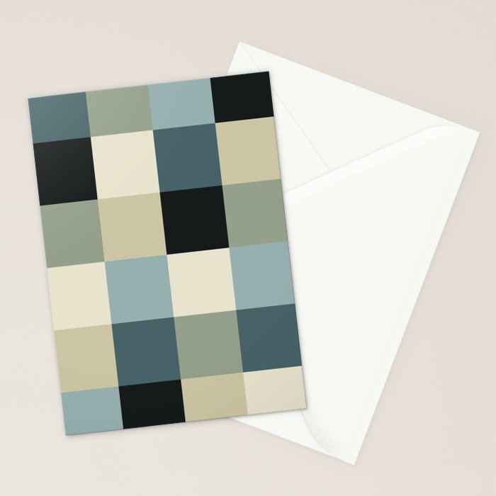 Bold Muted Checks Pattern - Large III Stationery Card Gallery Image 2