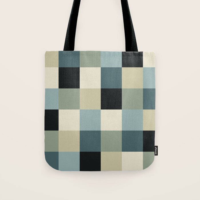 Bold Muted Checks Pattern - Large III Tote Bag Gallery Image 1