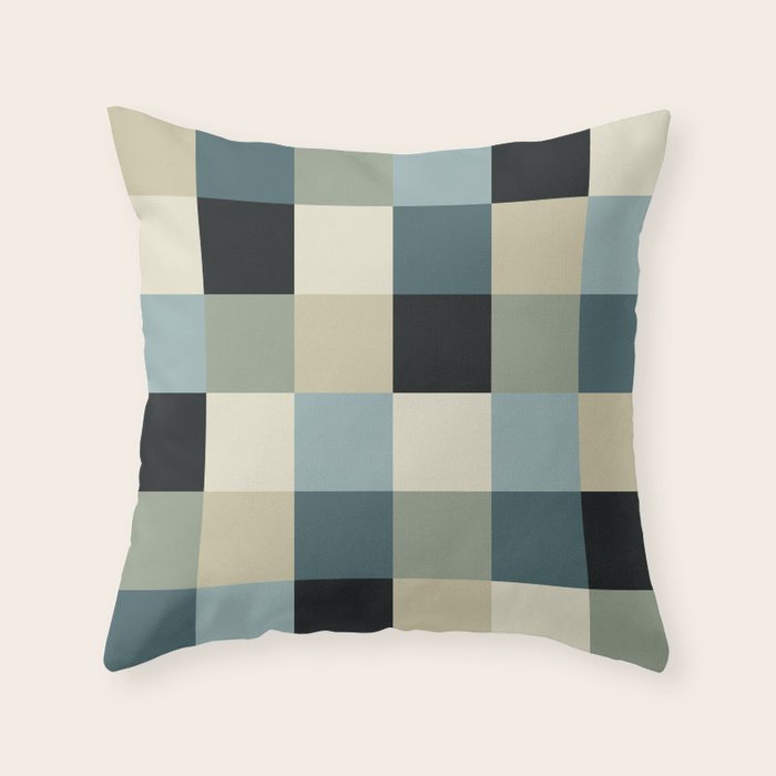 Bold Muted Checks Pattern - Large III Throw Pillow Gallery Image 6