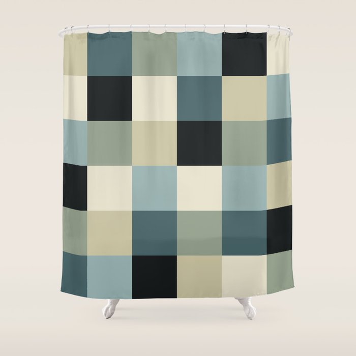 Bold Muted Checks Pattern - Large III Shower Curtain Gallery Image 1