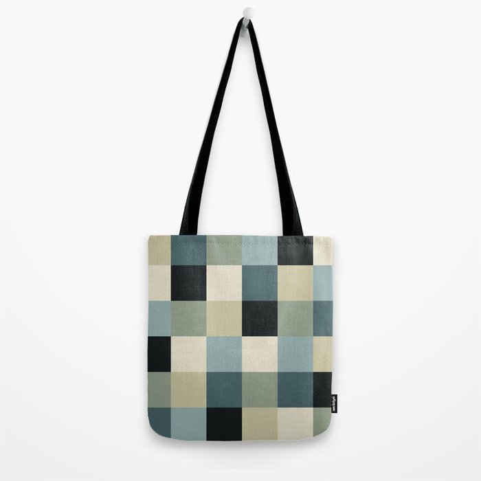 Bold Muted Checks Pattern - Large III Tote Bag Gallery Image 2