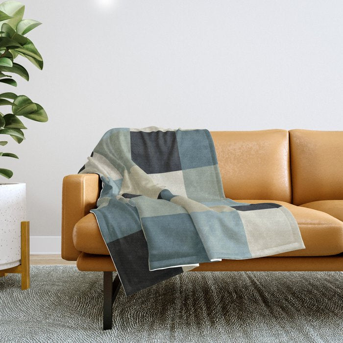 Bold Muted Checks Pattern - Large III Throw Blanket Gallery Image 1