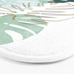 Tropical minimal / green, turquoise and gold monstera Bath Mat Gallery Image 3