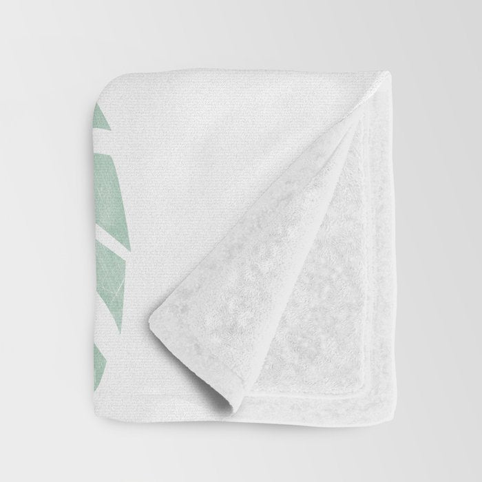 Tropical minimal / green, turquoise and gold monstera Throw Blanket Gallery Image 3