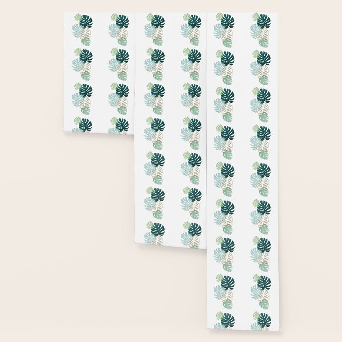Tropical minimal / green, turquoise and gold monstera Wallpaper Gallery Image 3