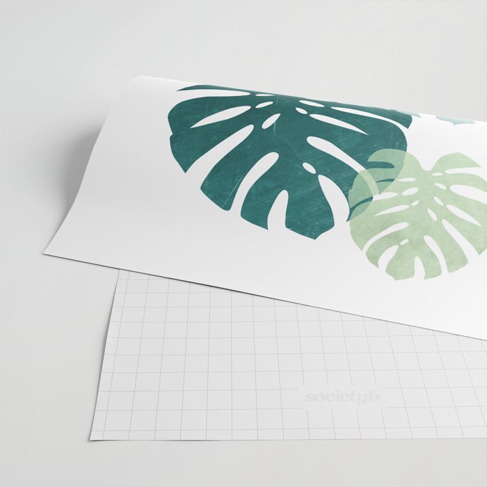 Tropical minimal / green, turquoise and gold monstera Wrapping Paper Gallery Image 2
