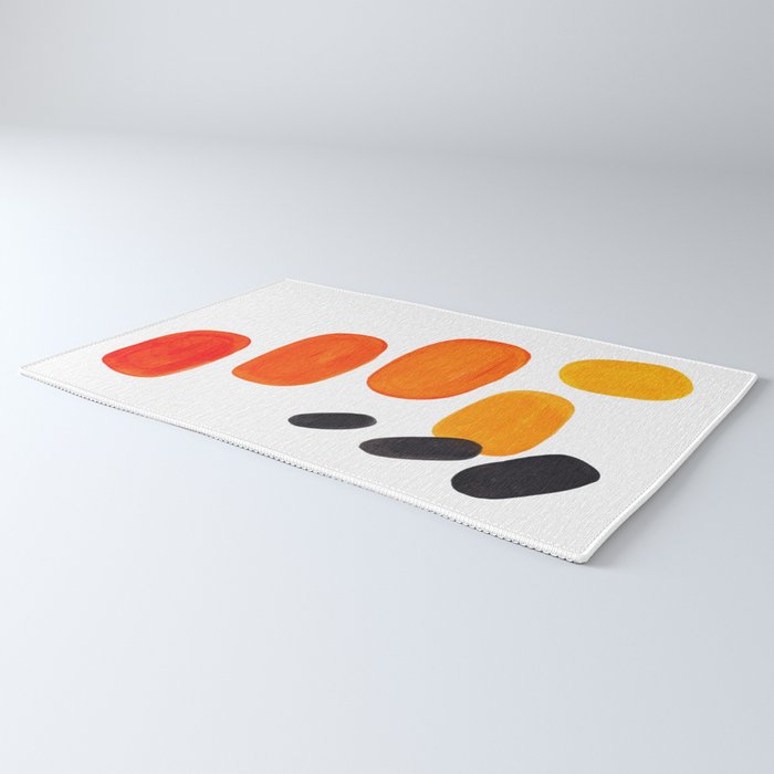 Mid Century Modern Colorful Minimal Pop Art Yellow Orange Ombre Rainbow Gradient Pebble Ovals Rug Gallery Image 3