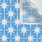 Mid Century Modern Atomic Stars Pattern Bold Blue and White Wall Tapestry Gallery Image 3