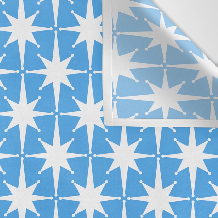 Mid Century Modern Atomic Stars Pattern Bold Blue and White Wall Tapestry Gallery Image 3