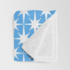 Mid Century Modern Atomic Stars Pattern Bold Blue and White Throw Blanket Gallery Image 3